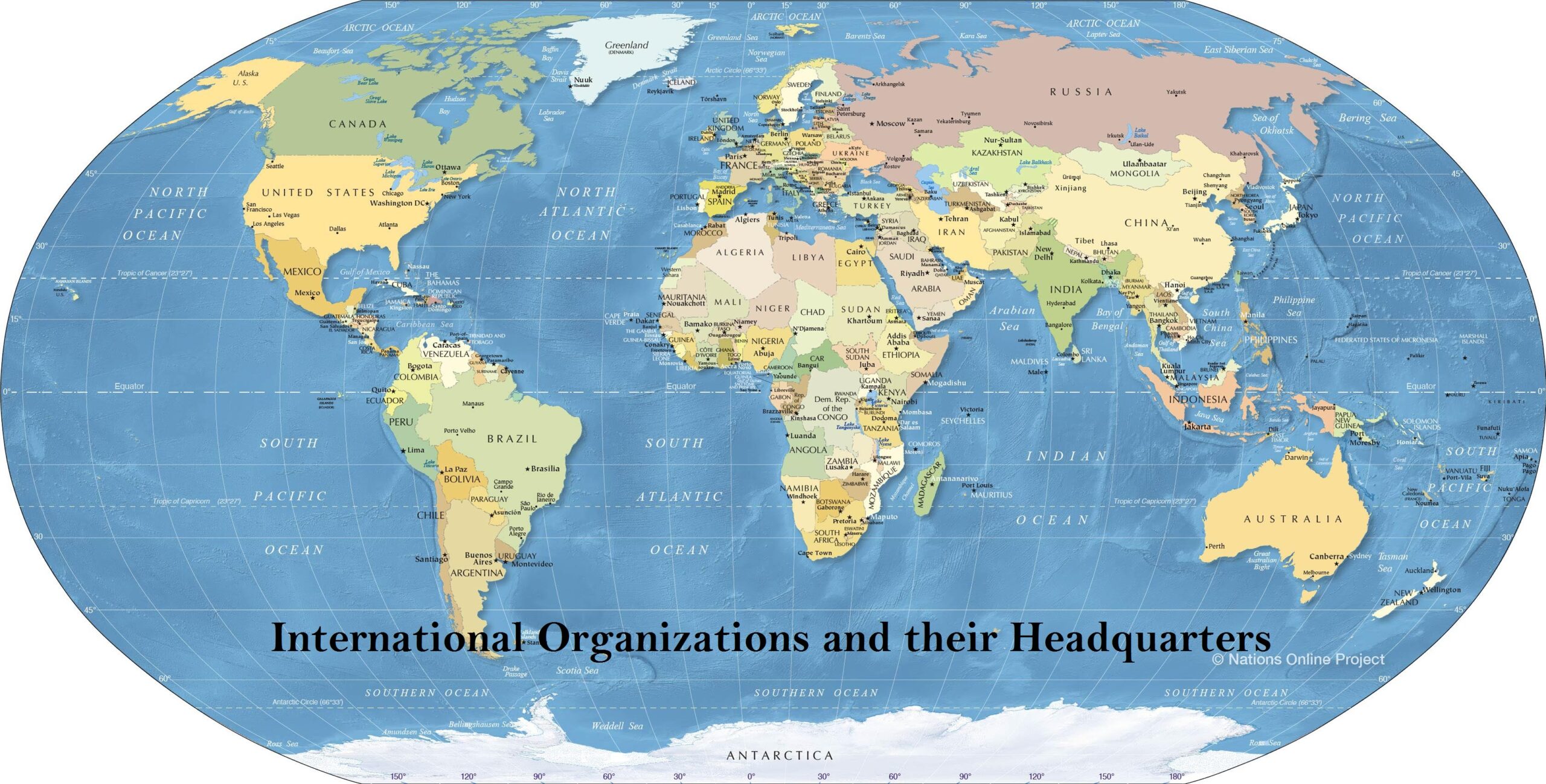 List of International Organizations and their Headquarters