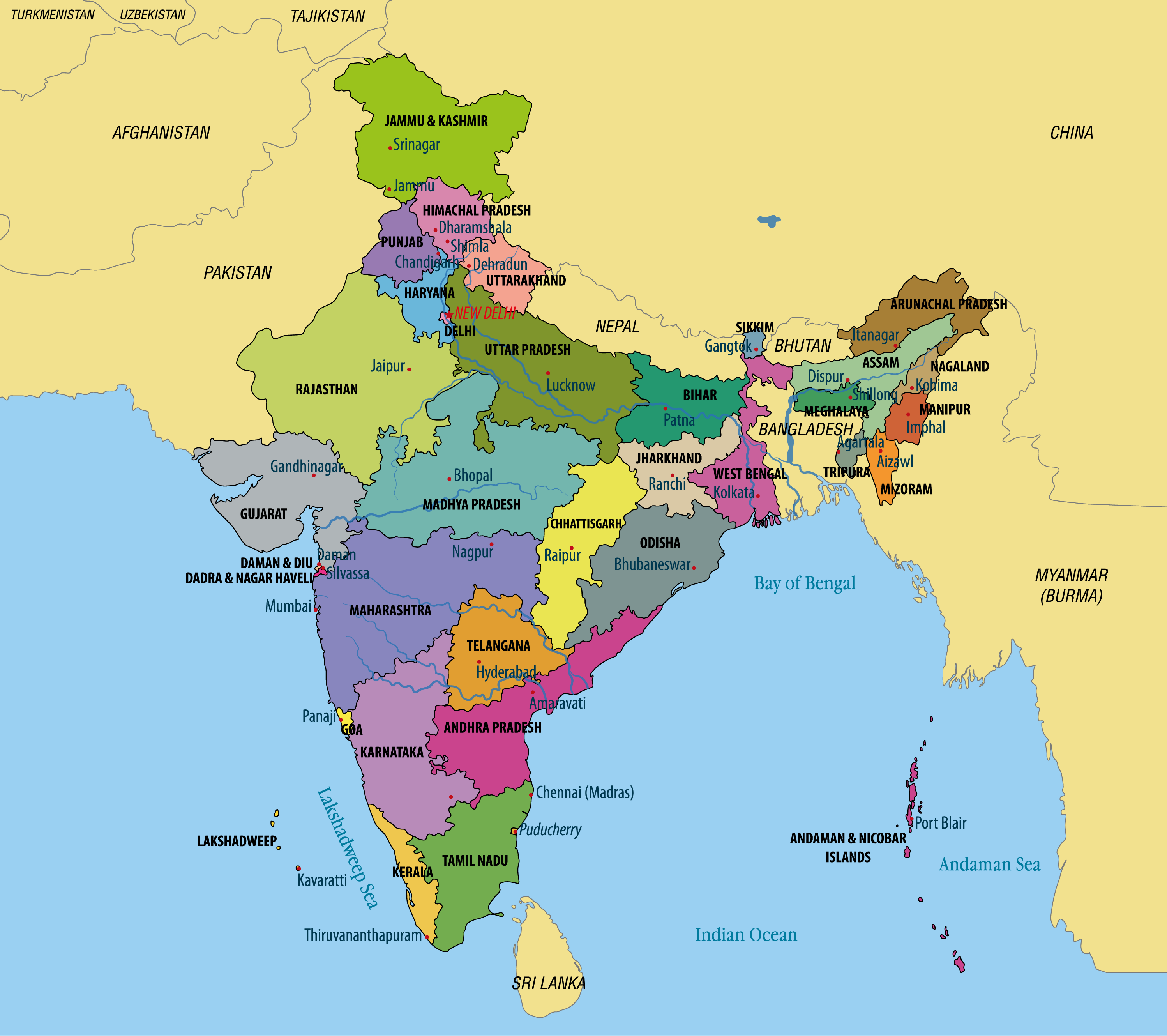 Neighbouring countries of India