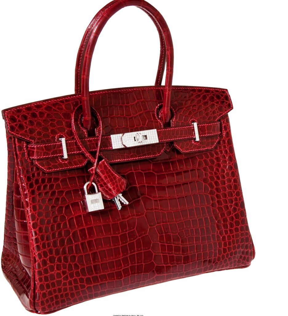 Hermès Exceptional Collection Shiny Rouge H Porosus Crocodile 30 cm Birkin Bag