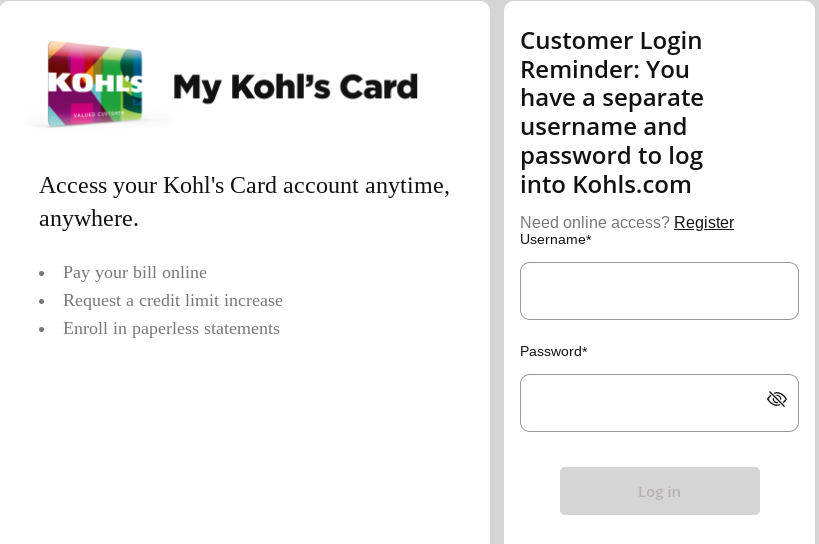Kohl's Credit Card Application